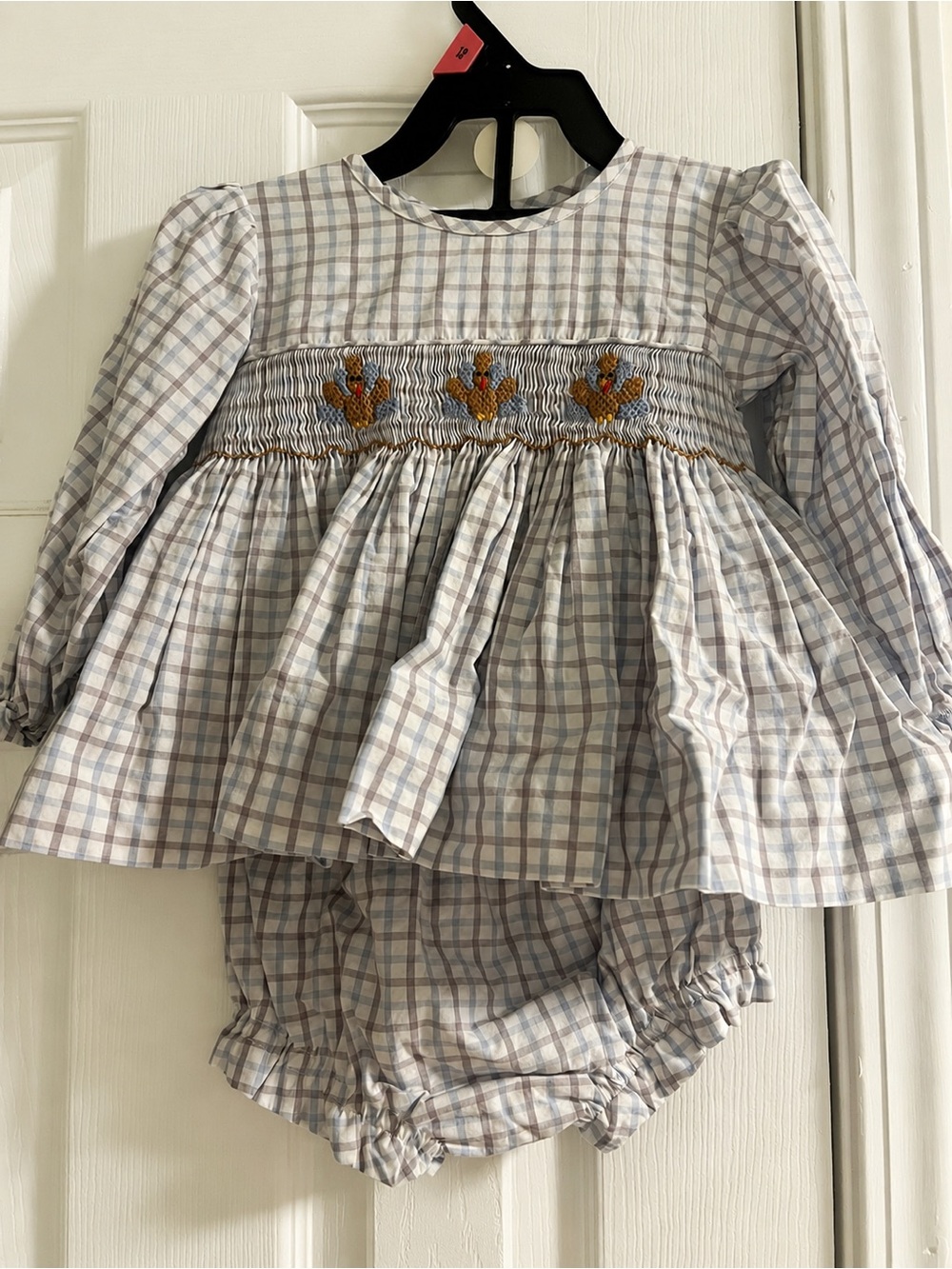 Cecil & Lou Smocked Thanksgiving Turkeys Diaper Set